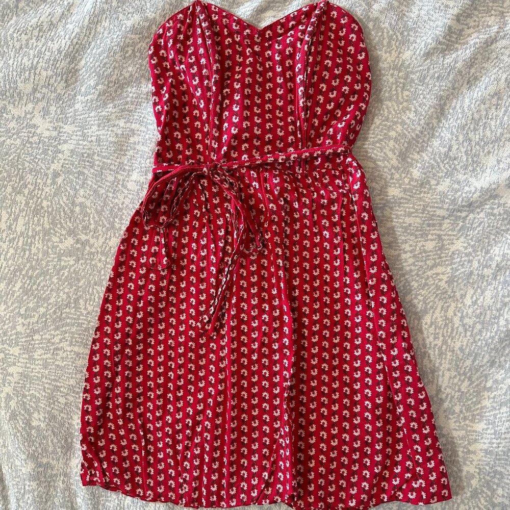 Red floral strapless dress SO cute on! Sz. M